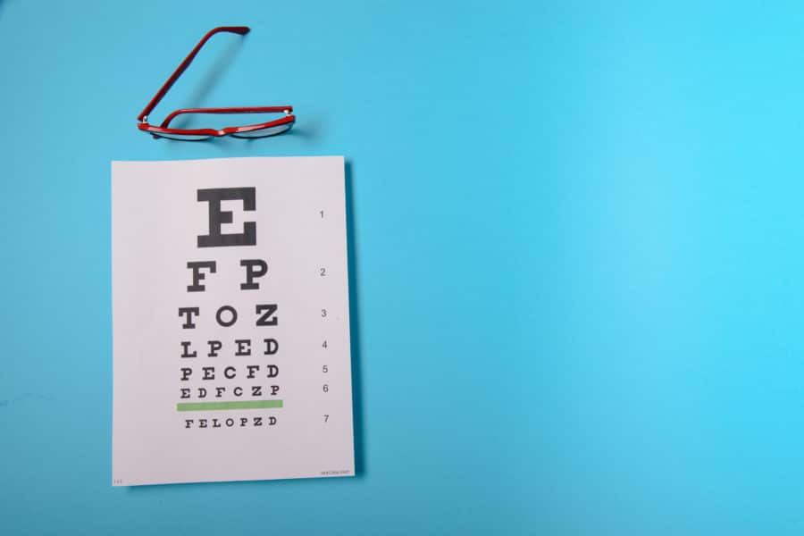 Glasses Lying On Snellen Test Chart